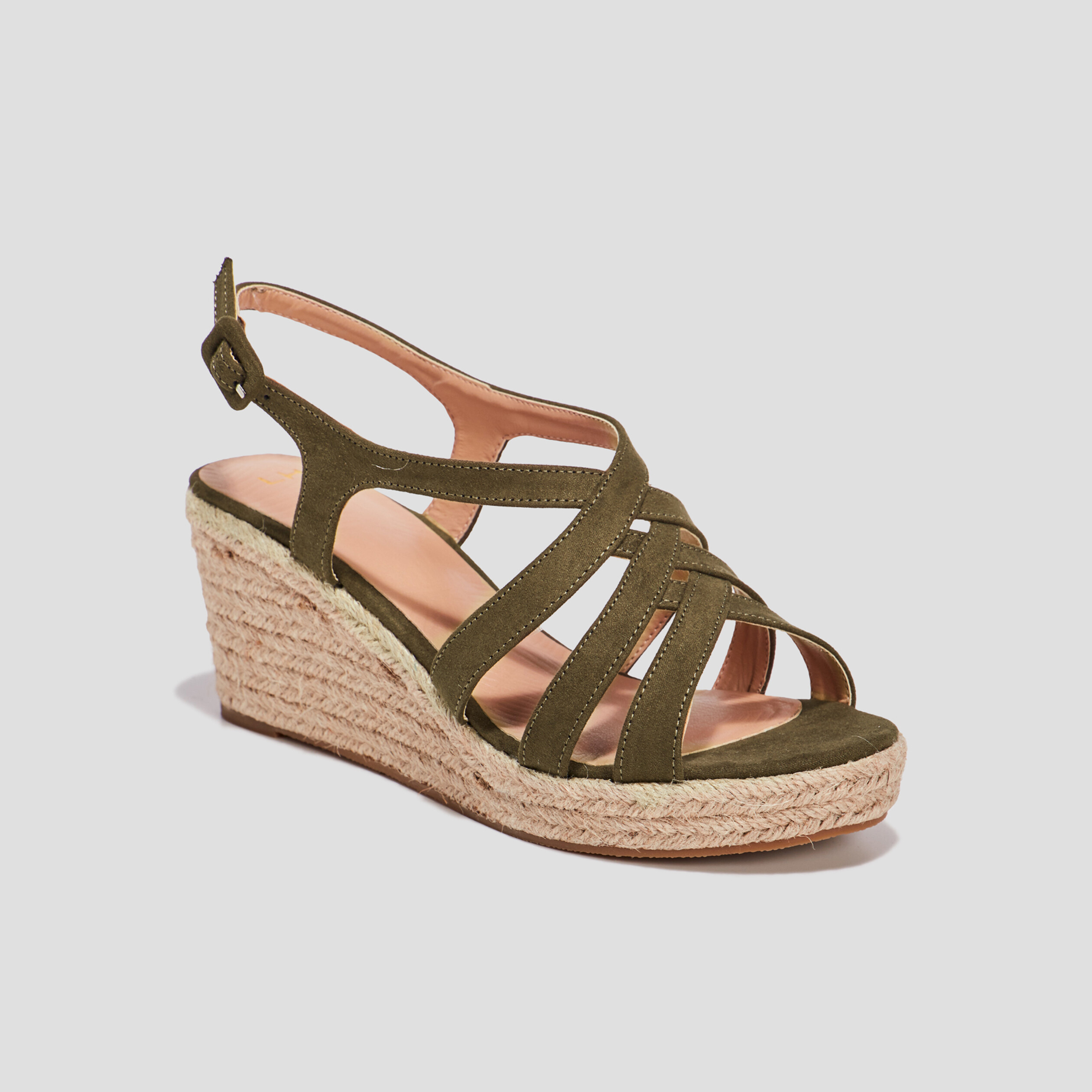 Sandales compensées vert kaki femme | La Halle