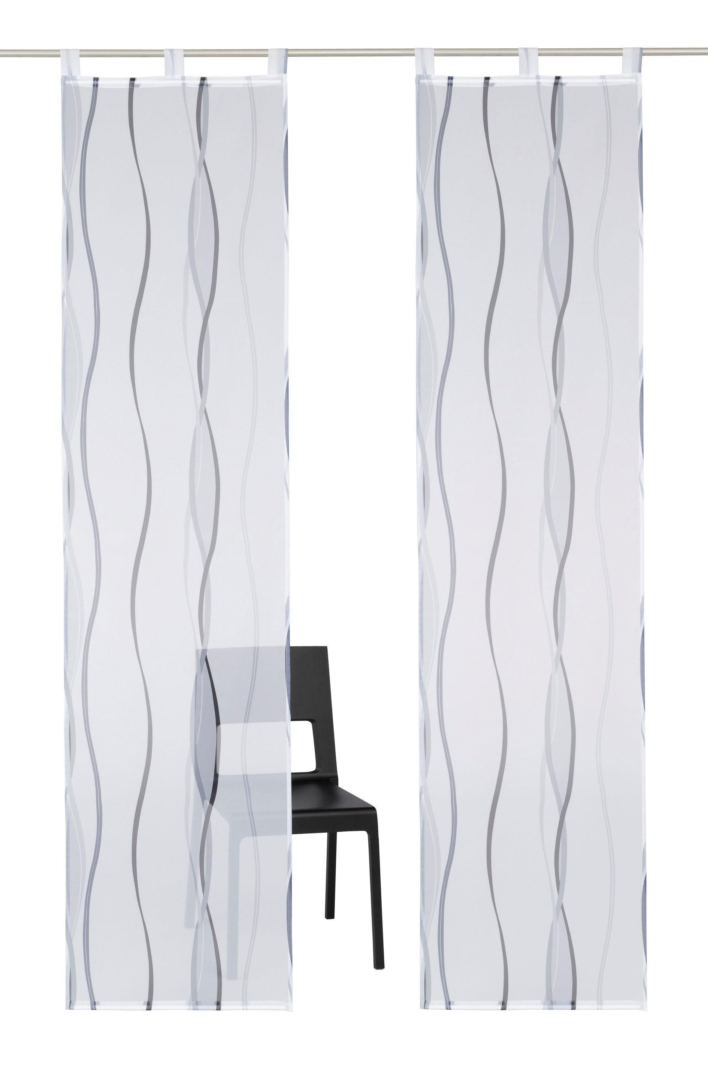Schiebegardine Dimona, my home, Schlaufen (2 St), transparent, Voile, 2er-Set, Fertiggardine, inkl. Beschwerungsstange, transparent, Wellen