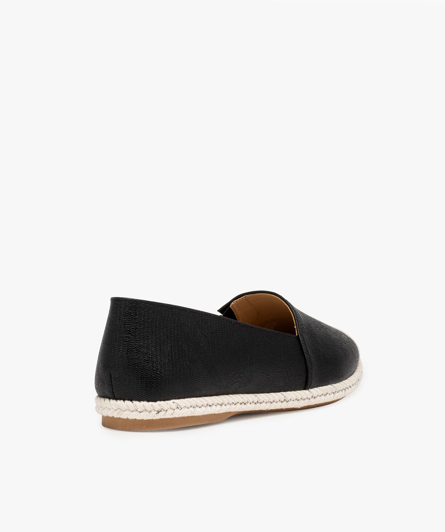 Ballerines femme style espadrilles en toile brillante noir | GEMO