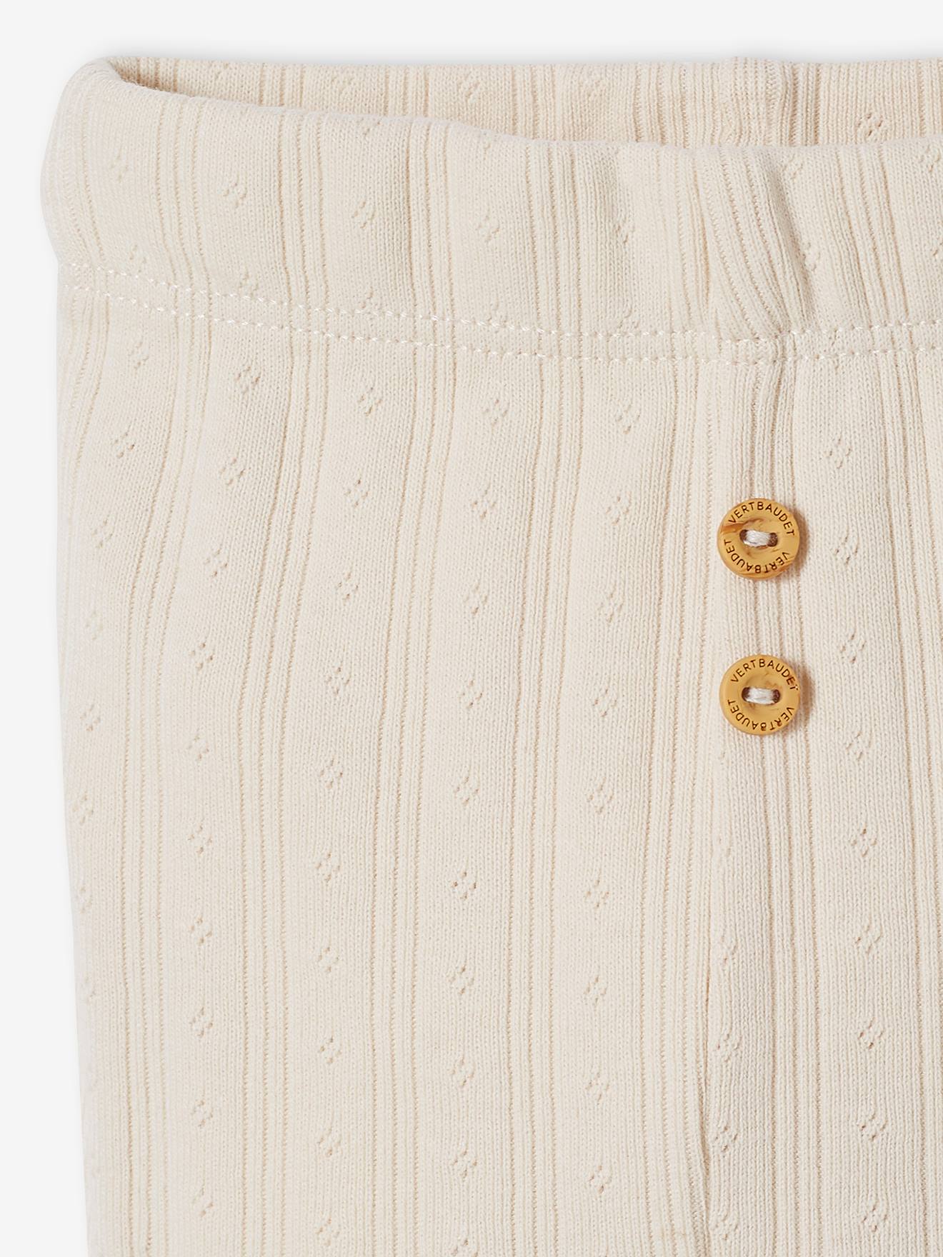 Ensemble en maille pointelle T-shirt et pantalon bébé sable