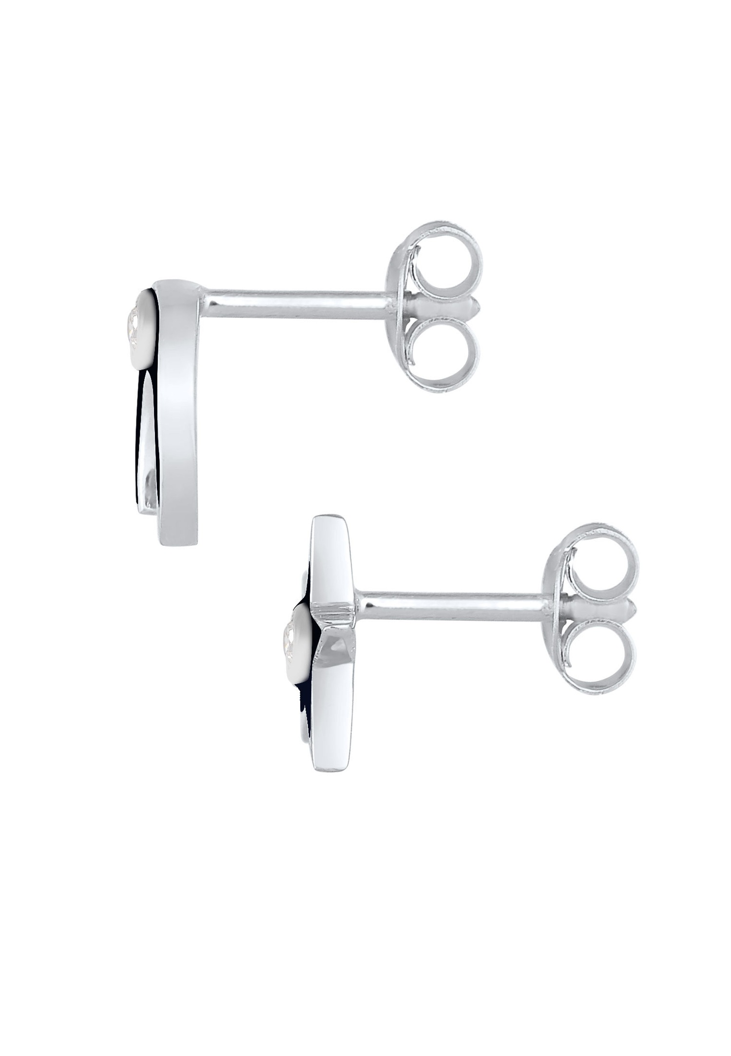 Orecchini Elli Stud Stars Half Moon Astro con pietre di zirconi cubici e smalto in argento sterling 925