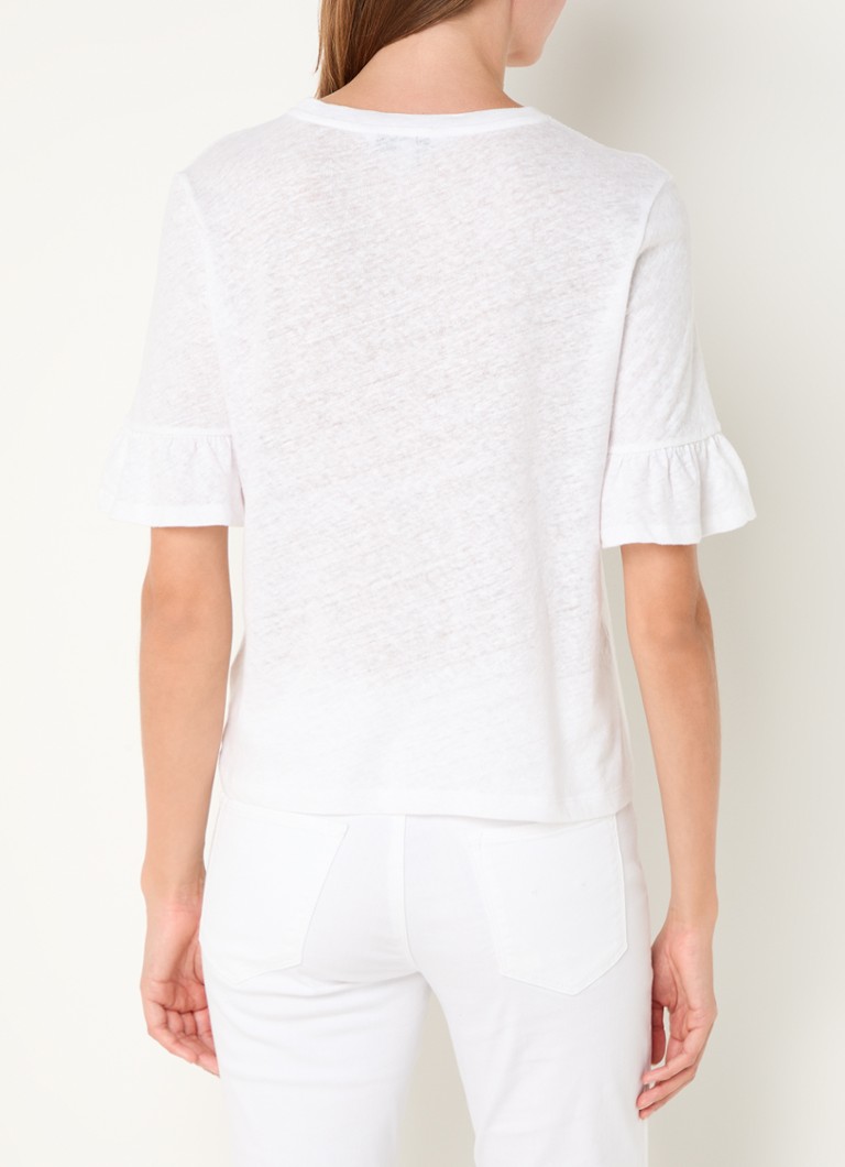 LKBennett TJ Gene top in linen blend with ruffle