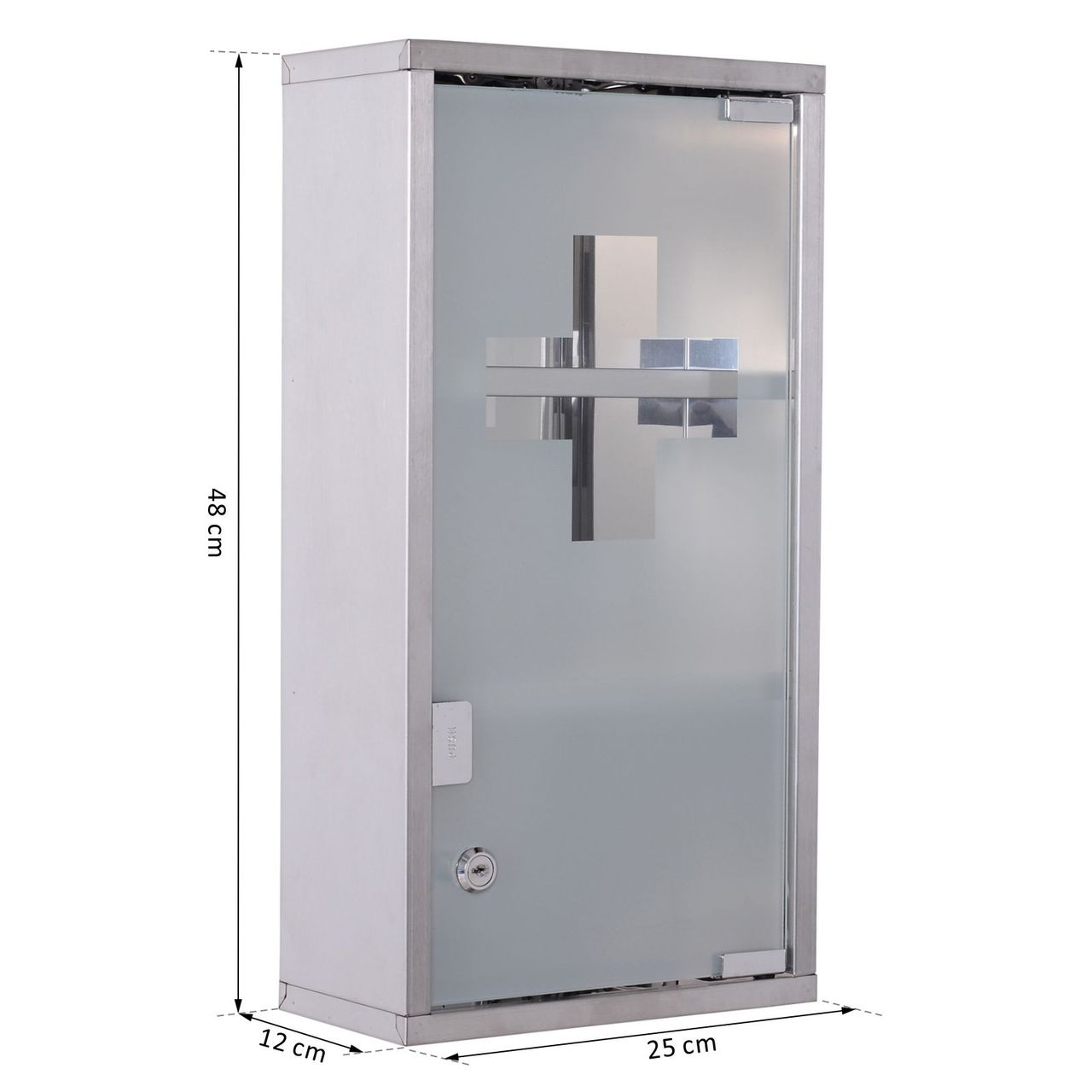 HOMCOM Medizinschrank Medikamentenschrank Arzneischrank 3 Fächer Hausaoptheke Edelstahl 25 x 12 x 48cm