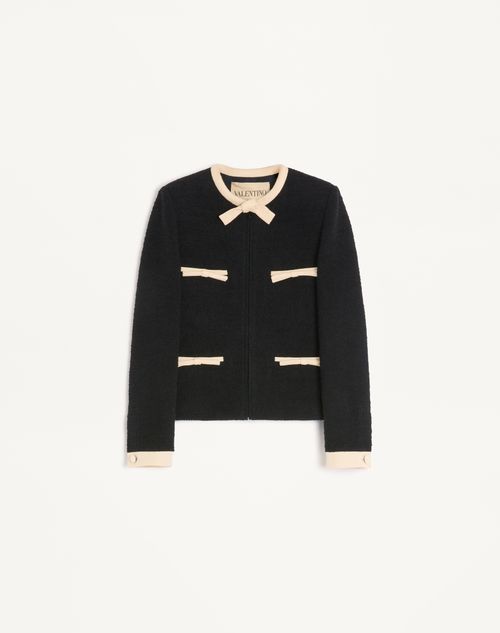 Jaqueta de tweed de lã lisa