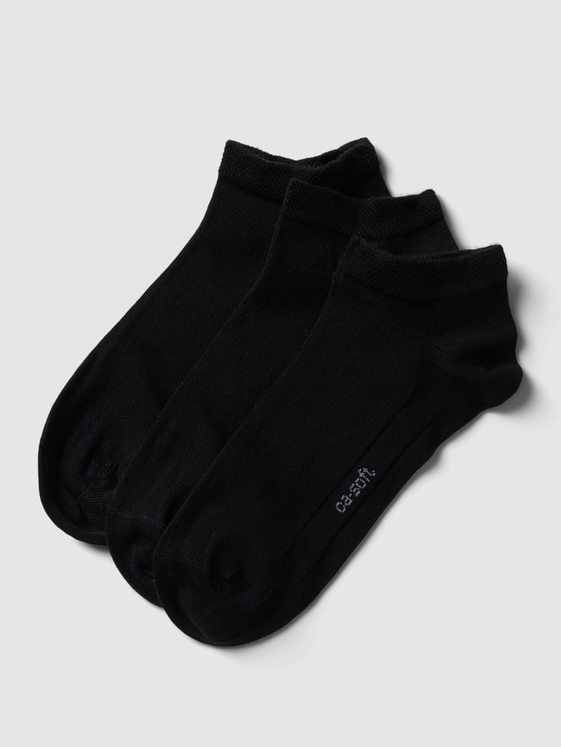 Sneakersocken mit Label-Detail im 3er-Pack in schwarz