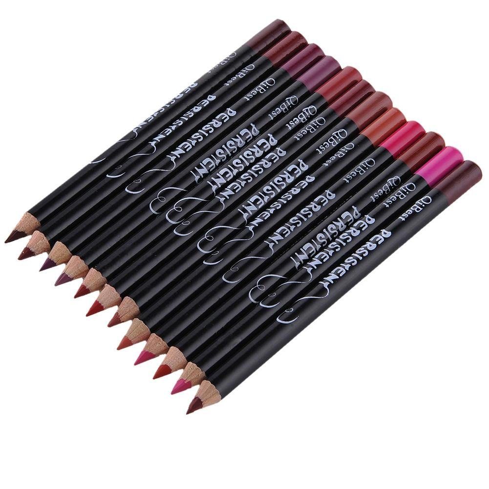 POCHUMIDUU Lipliner Lippenstift, 12 Farben, Lipliner-Stift, wasserfester Lipliner, 12-tlg., Konturstifte mit Deckel