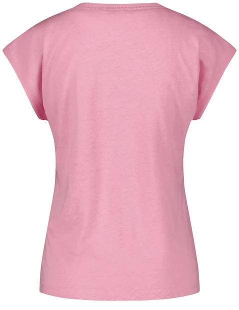Kurzarmshirt mit Chiffonblende