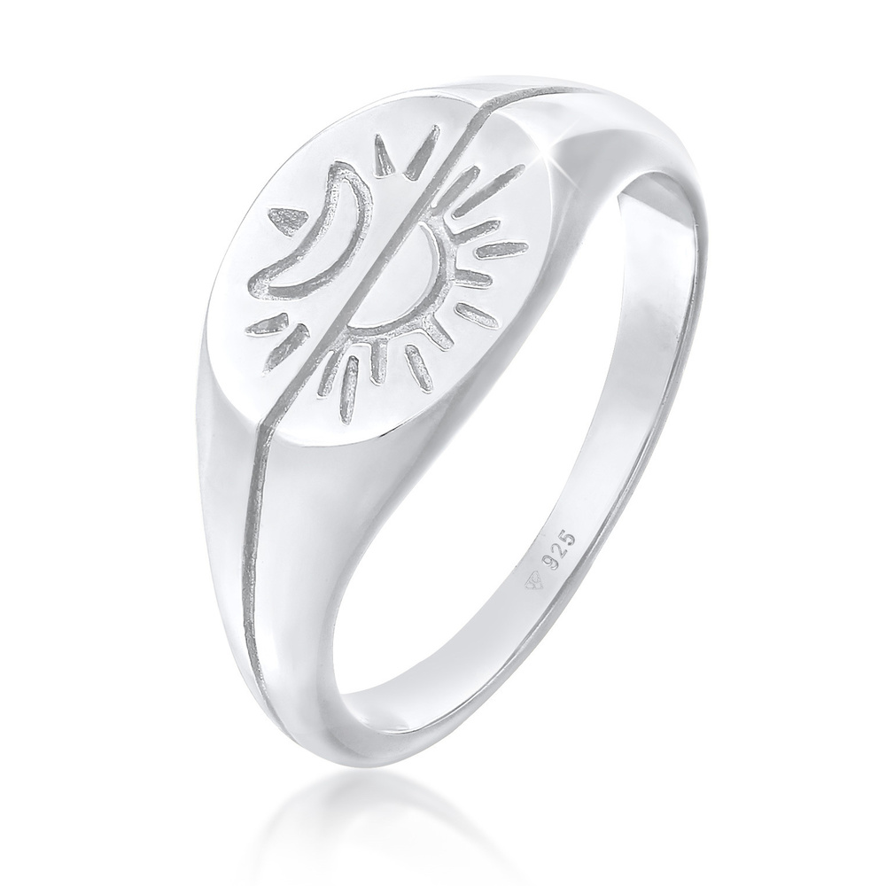 Elli Elli Bague Bague Signet Femme Soleil Lune Astro Boho Trend Blogger en argent ster Bague