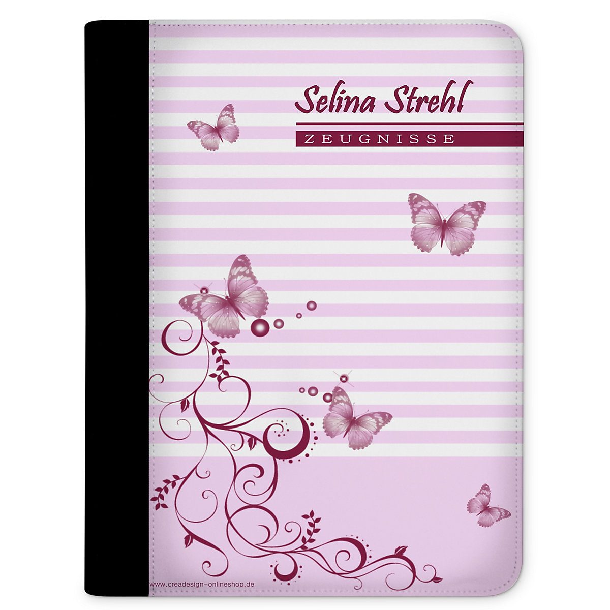 Zeugnismappe / Dokumentemappe mit Name personalisiert Schmetterling Rosa