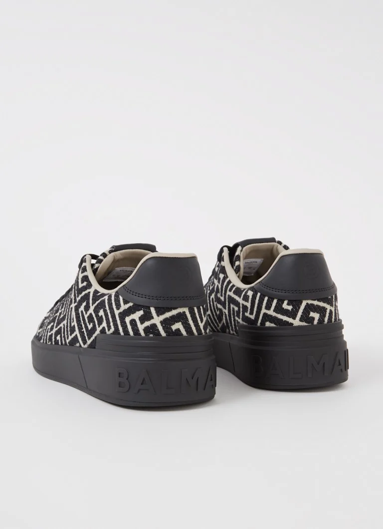 Balmain B-Court sneaker with logo print and leather details