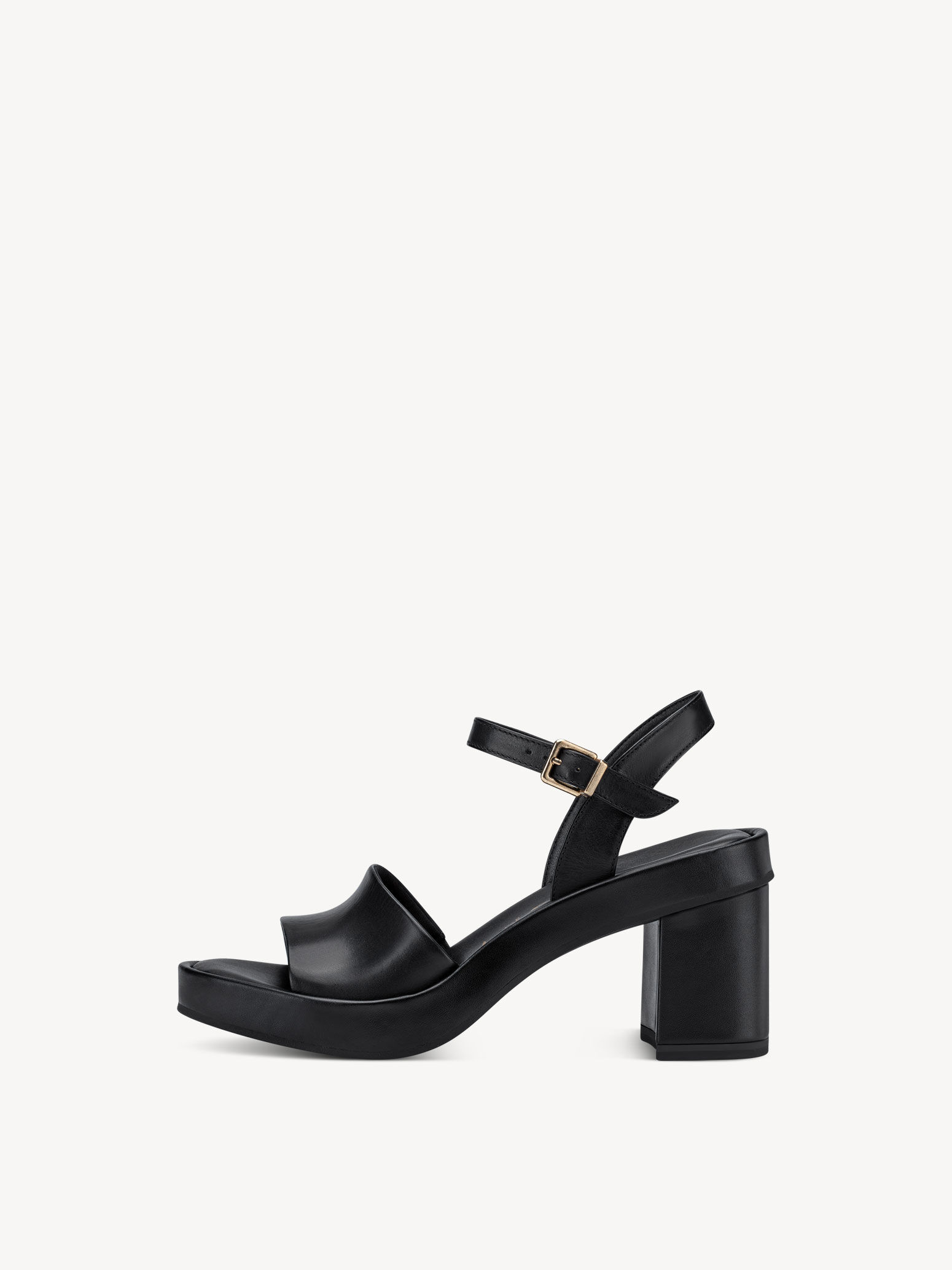 Sandale à talon en cuir - noir