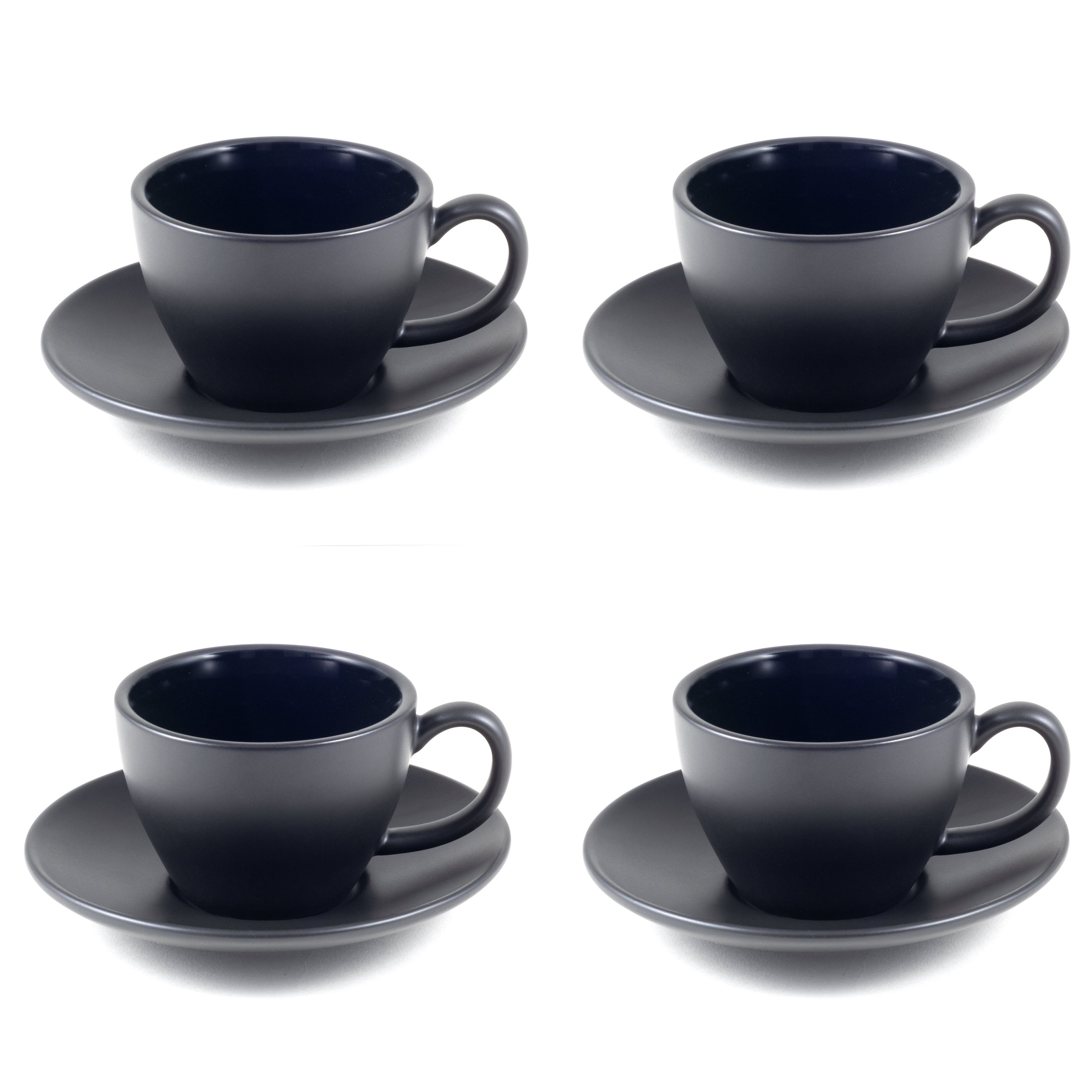Hanseküche Cappuccinotasse Cappuccino Tassen 4er Set (180 ml) aus Steingut, Keramik, lange Wärmesspeicherung durch dickwandiges Steingut