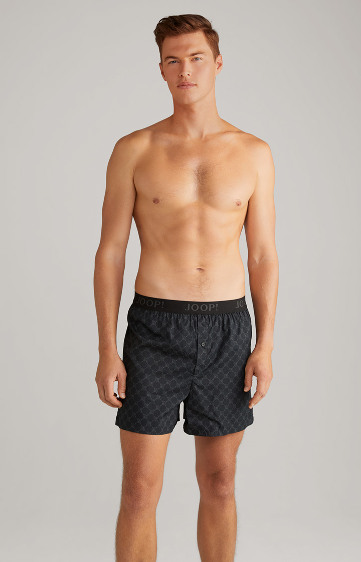 3er-Pack Fine Cotton Boxer in Hellgrau/Schwarz/Dunkelblau