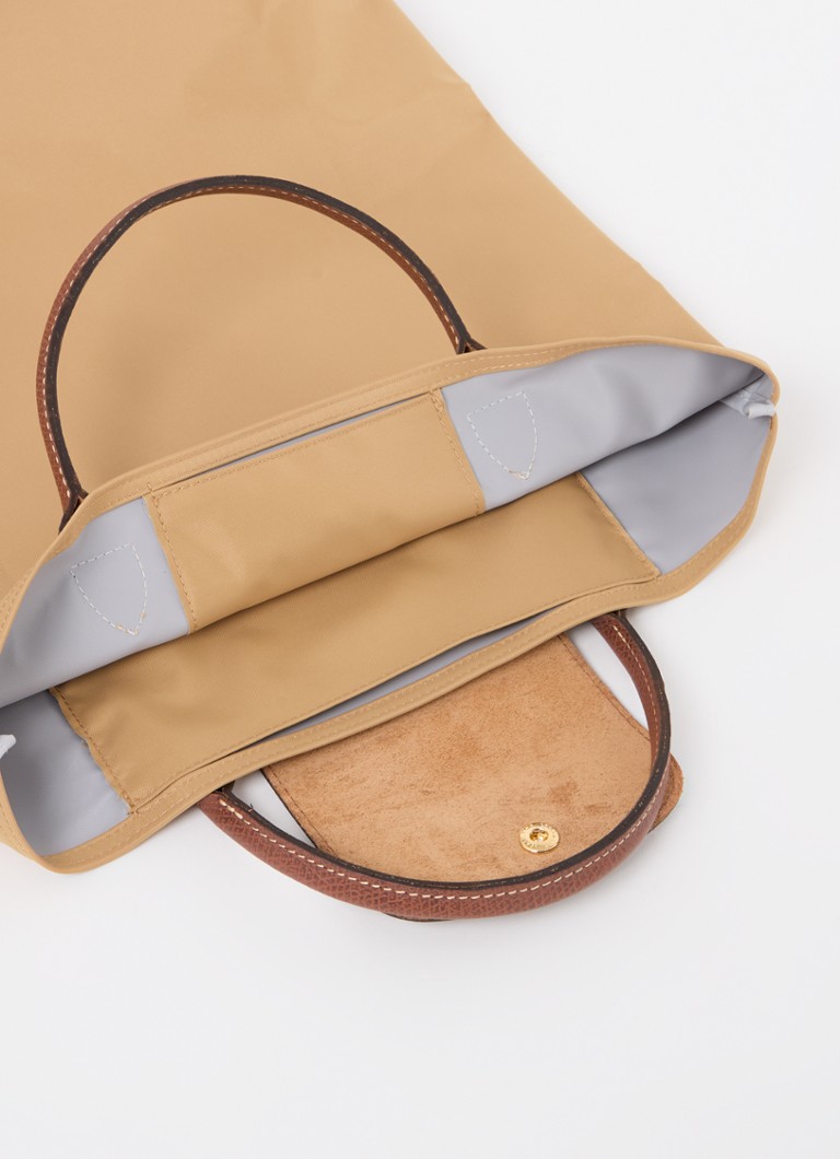 Geantă Longchamp Le Pliage Original, mărimea M, cu detalii din piele.