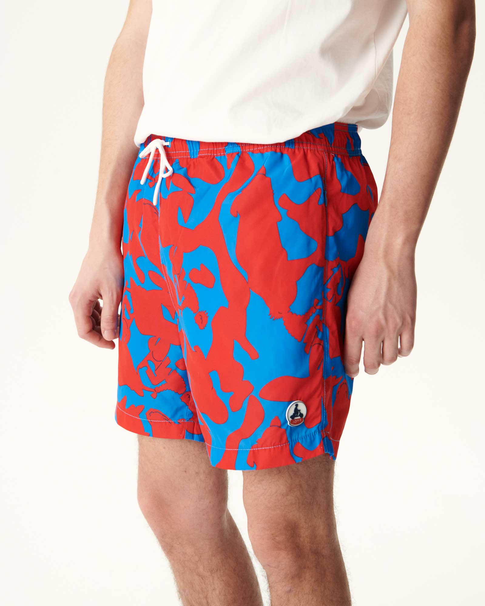 Short de bain Camo azur/Rouge intense Biarritz