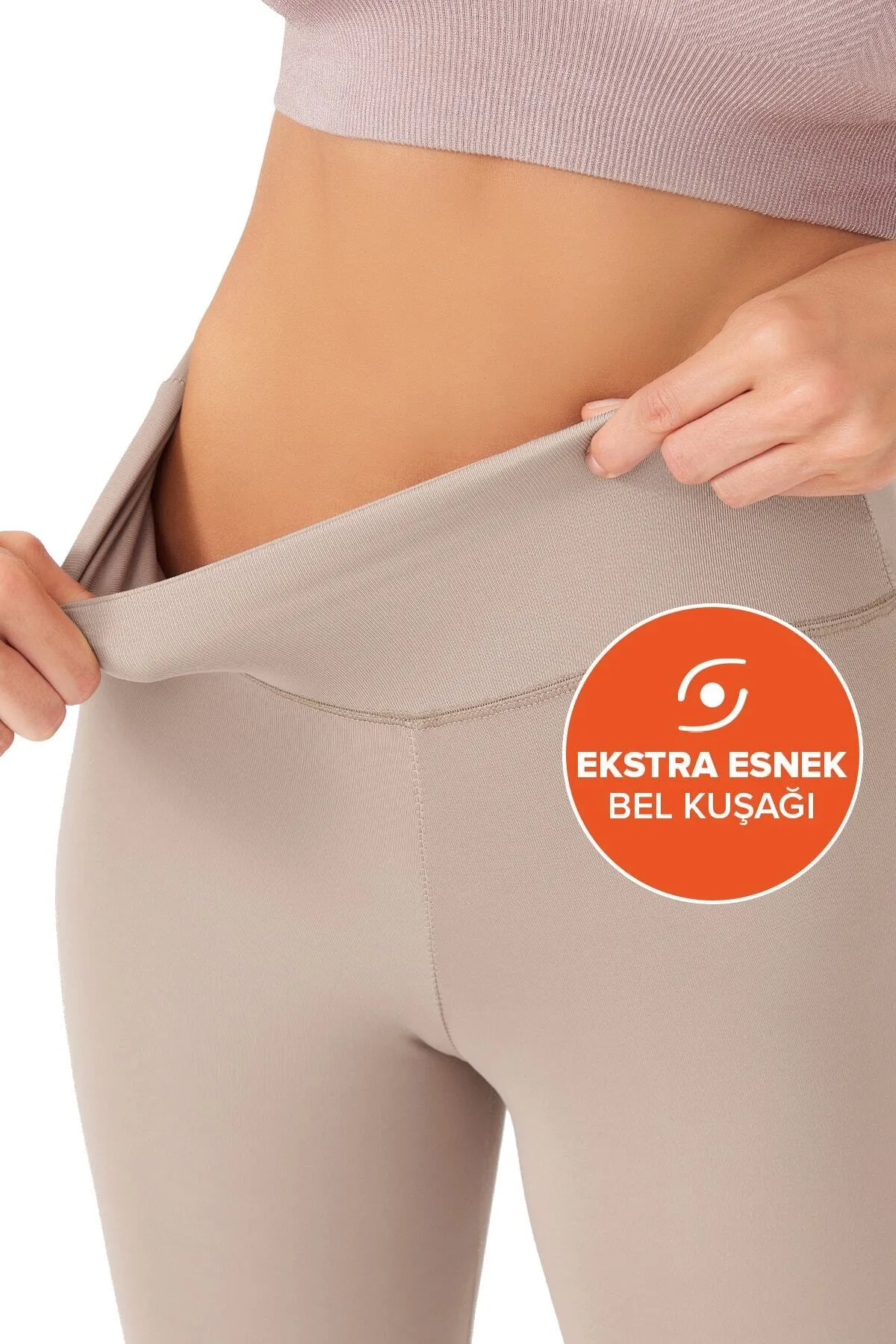 LOS OJOS  Beigefarbene Fitness-Leggings mit hoher Taille für Damen – Basics