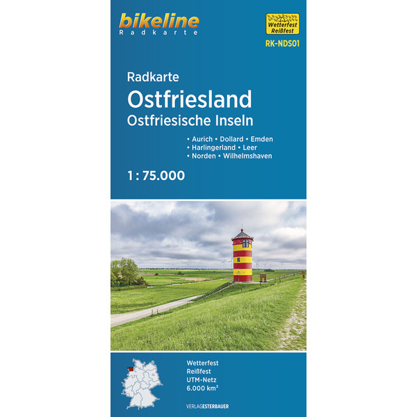 RADKARTE OSTFRIESLAND OSTFRIESISCHE INSELN 1:75.000 - Fahrradkarte