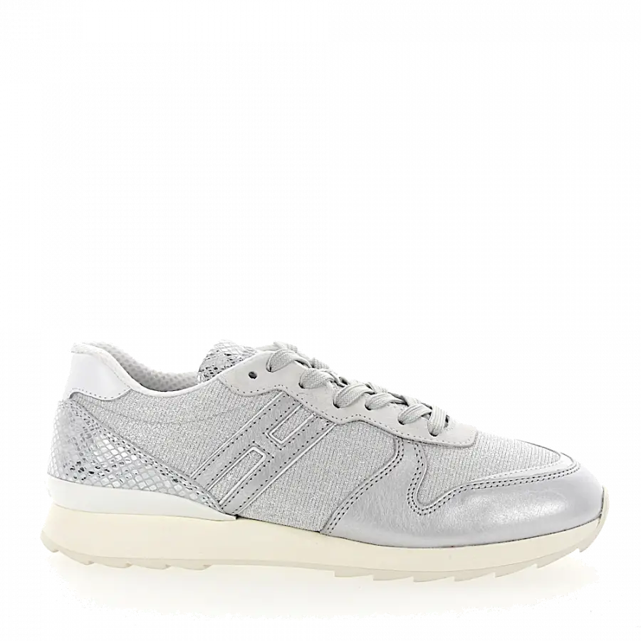 Hogan - Sneaker R261 Glitter Kalbsleder Textil hellgrau silber - grau