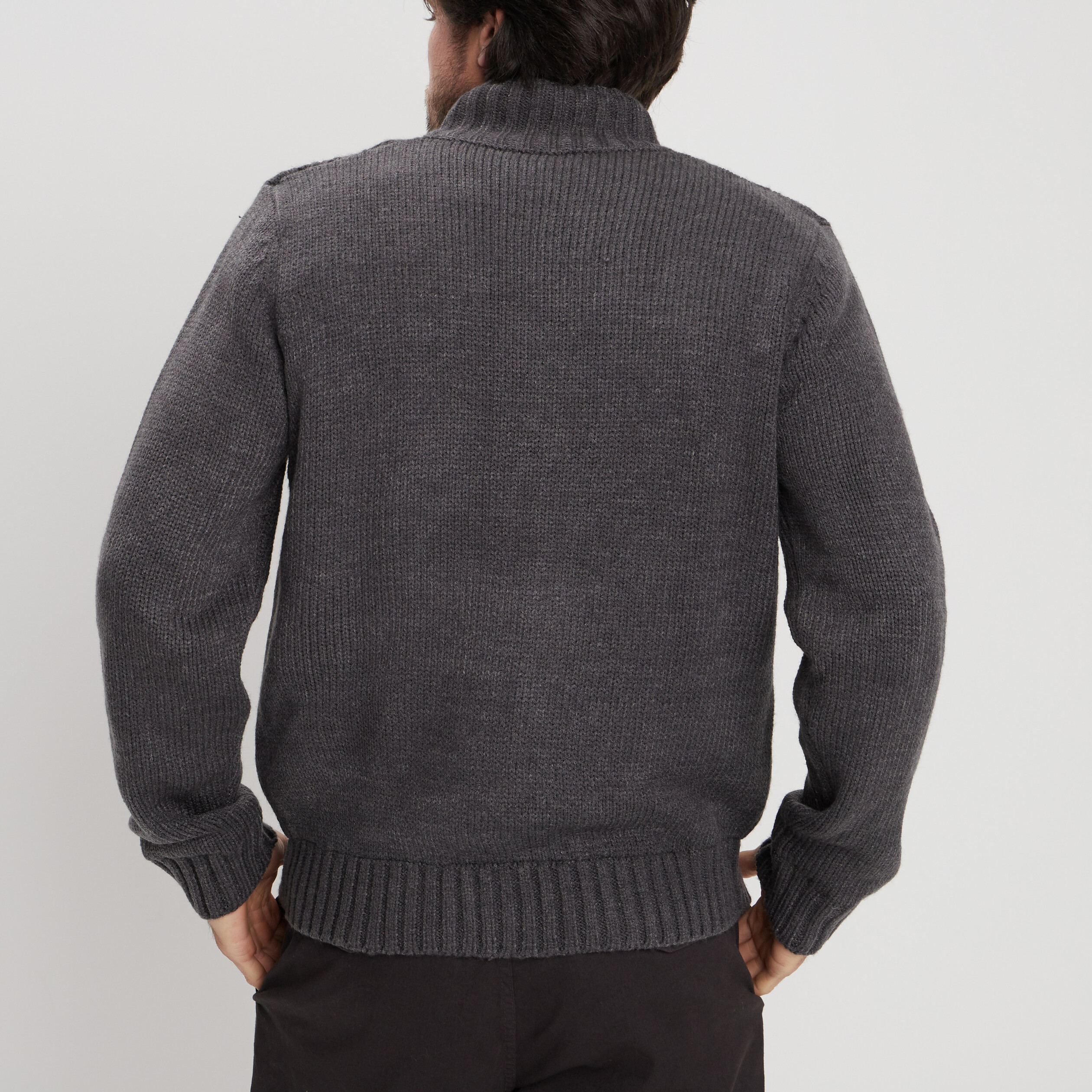 Gilet zippé avec torsades gris foncé homme | La Halle
