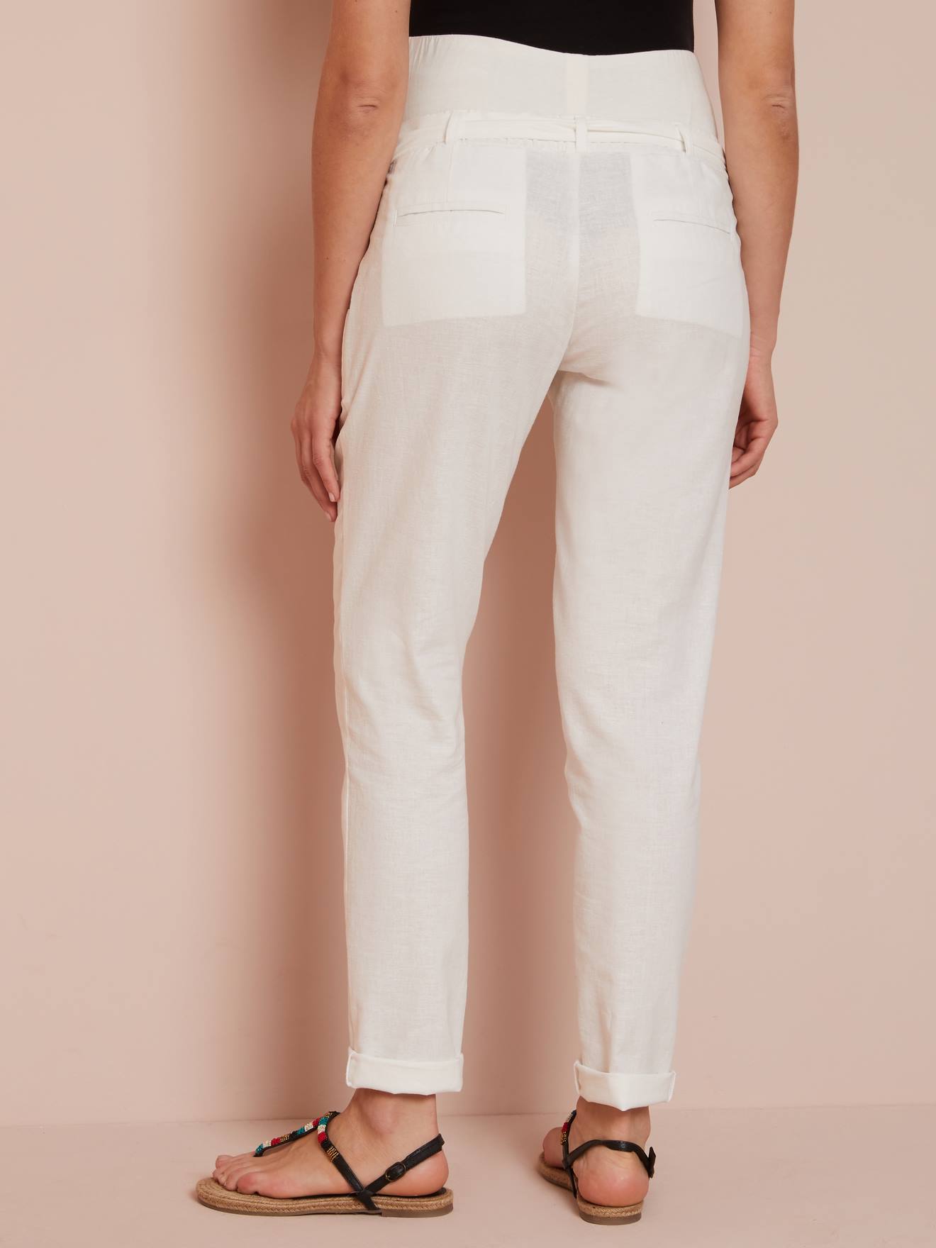 Pantalon grossesse paper-bag blanc