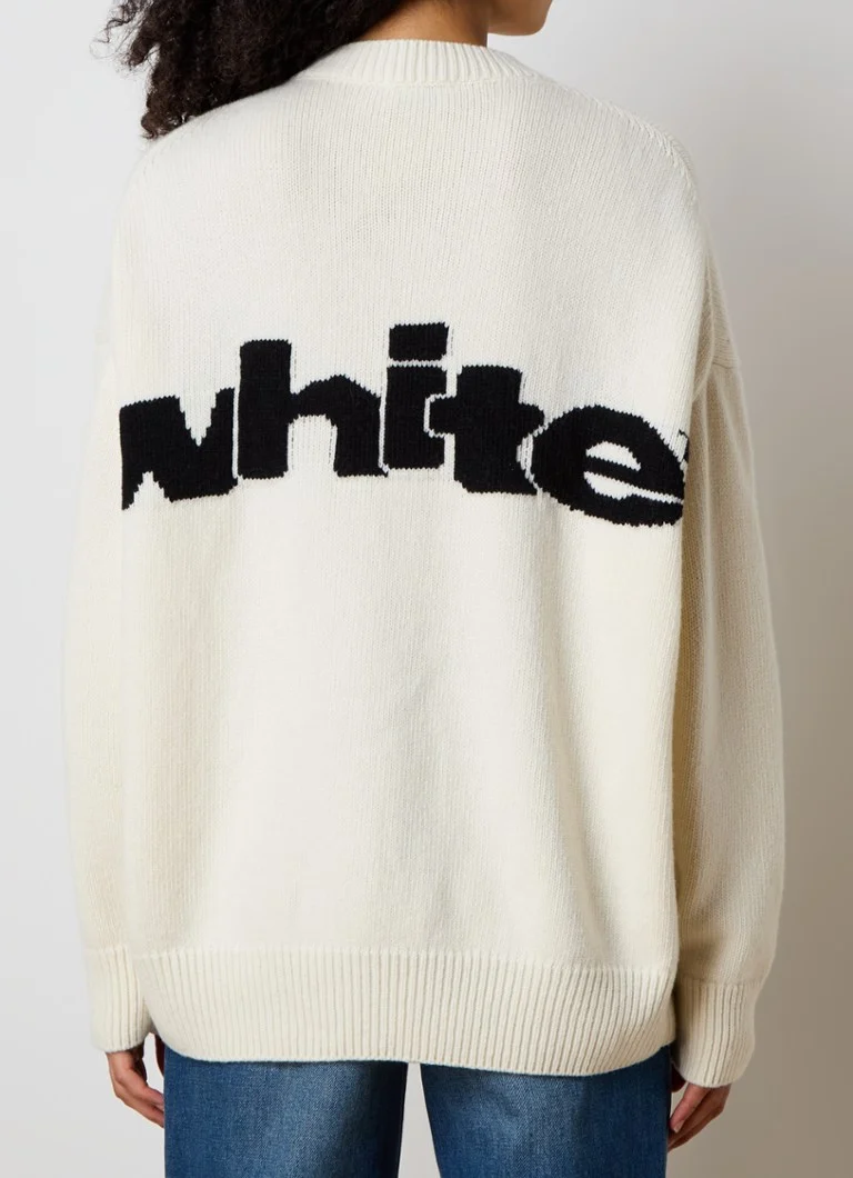 Off-White  Intarsio fijngebreide trui in wolblend met ingebreid logo