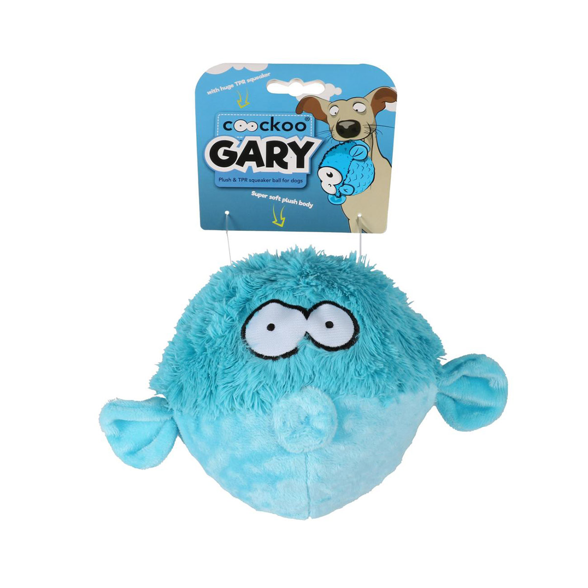 Coockoo Kugelfisch Gary Squeaker Ball blau 12cm bei ZooRoyal