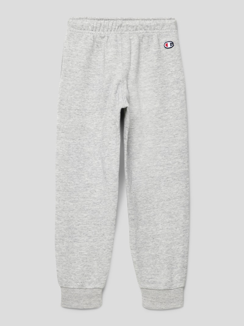 Sweatpants mit Label-Stitching in mittelgrau meliert