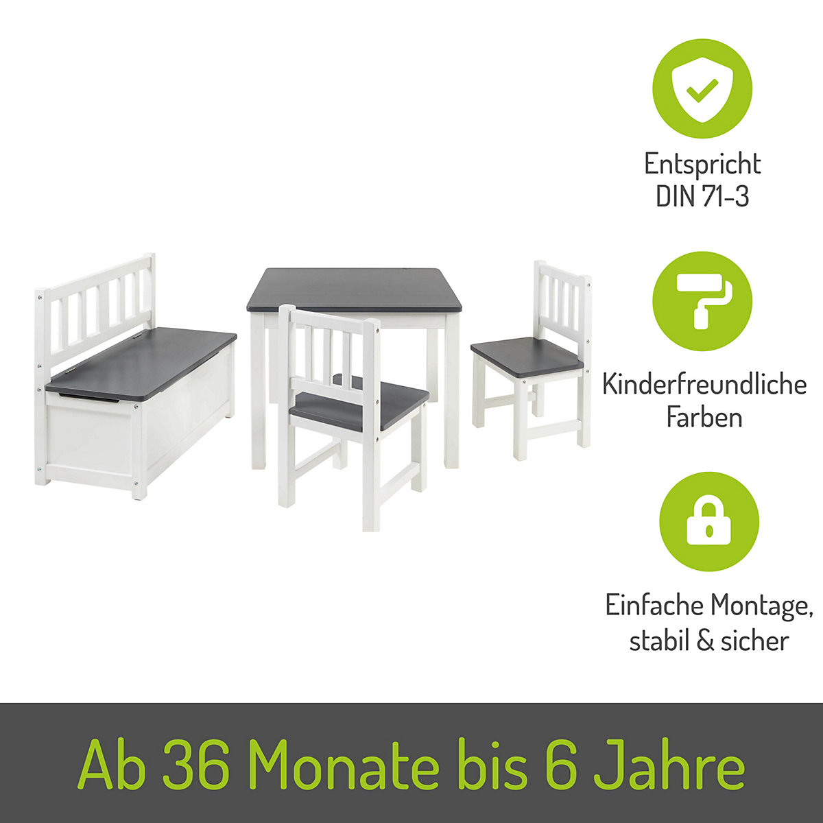 Kindersitzgruppe Anna Grau/Weiß