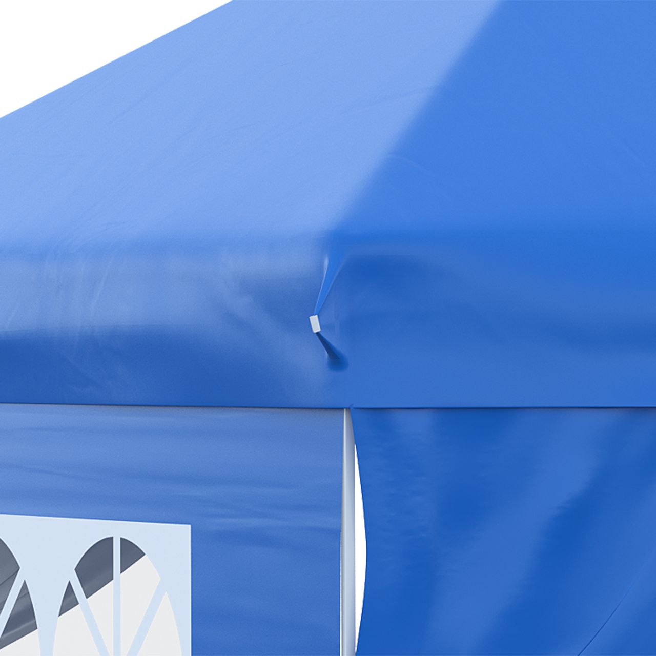 Outsunny Pavillon 3x3m Faltpavillon 4 Seitenwände mit Fenster Tür Festzelt Gartenzelt Pop-Up-Pavillon inkl. Heringe Abspannseile Tragetasche Metall Oxford Blau