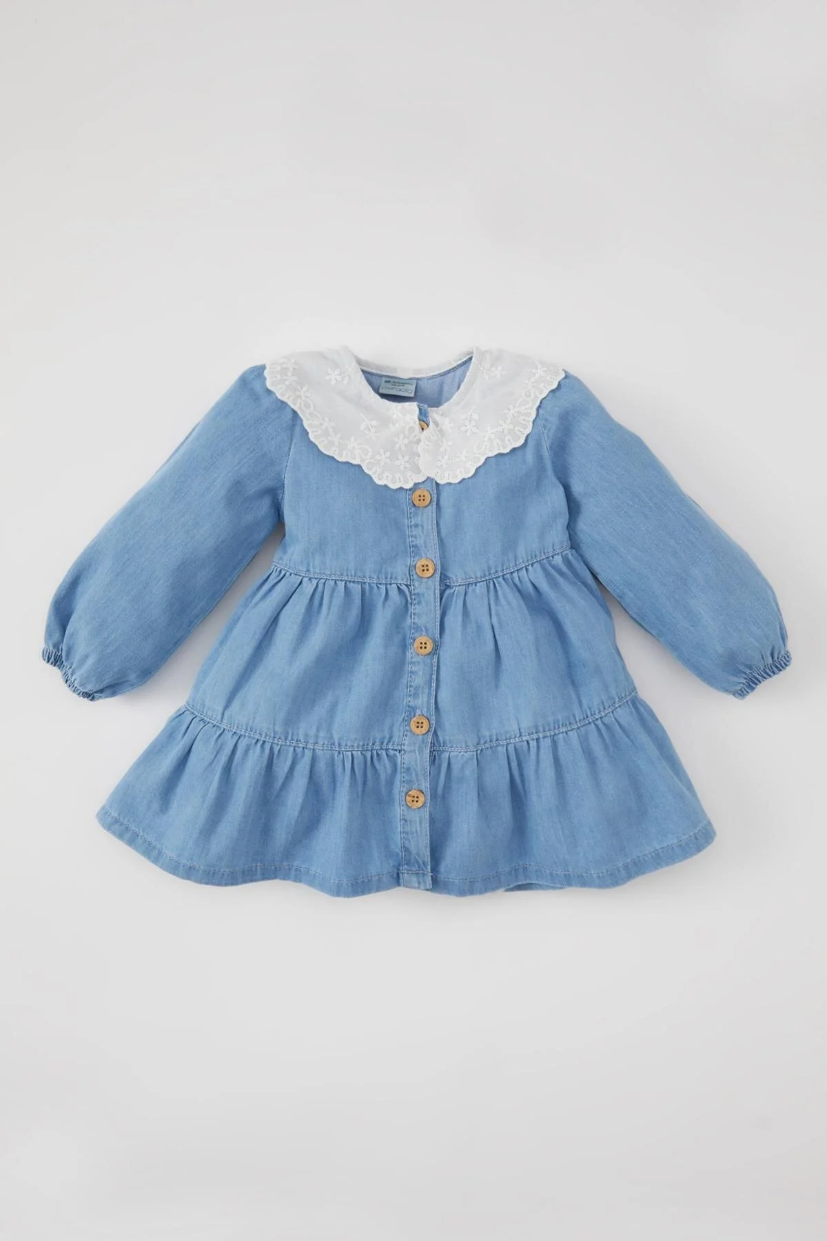 DeFacto  Baby Mädchen Jeanskleid mit weitem Spitzenkragen und langen Ärmeln B8202a524sp