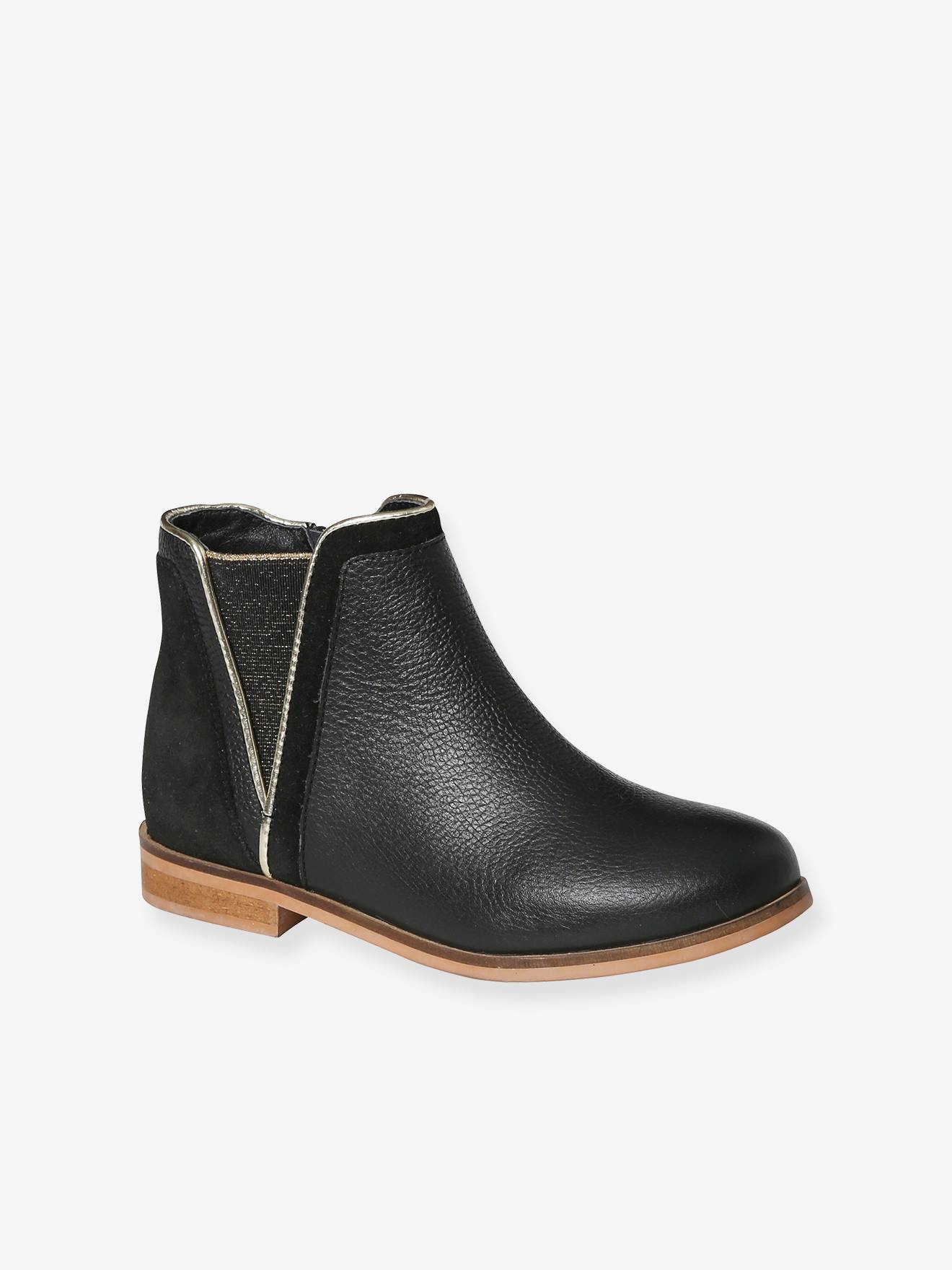 Vertbaudet Mädchen Boots mit Reißverschluss und Dehneinsatz - schwarz