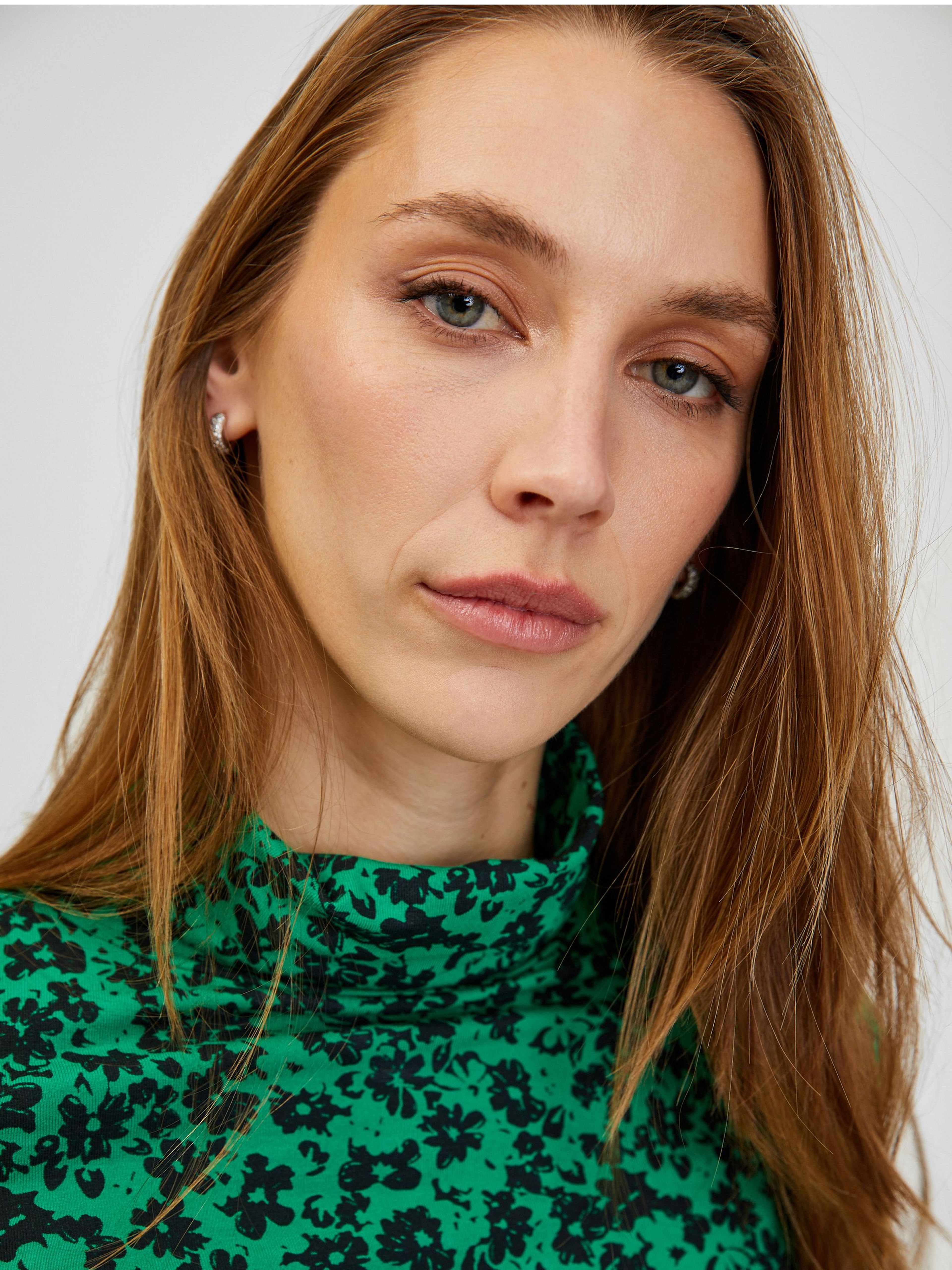 Grüner gemusterter Damen Rollkragenpullover ORSAY