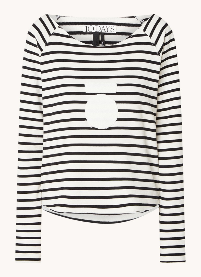 10DAYS  Icon cropped sweater in biologische katoenblend met streeppprint en logoborduring