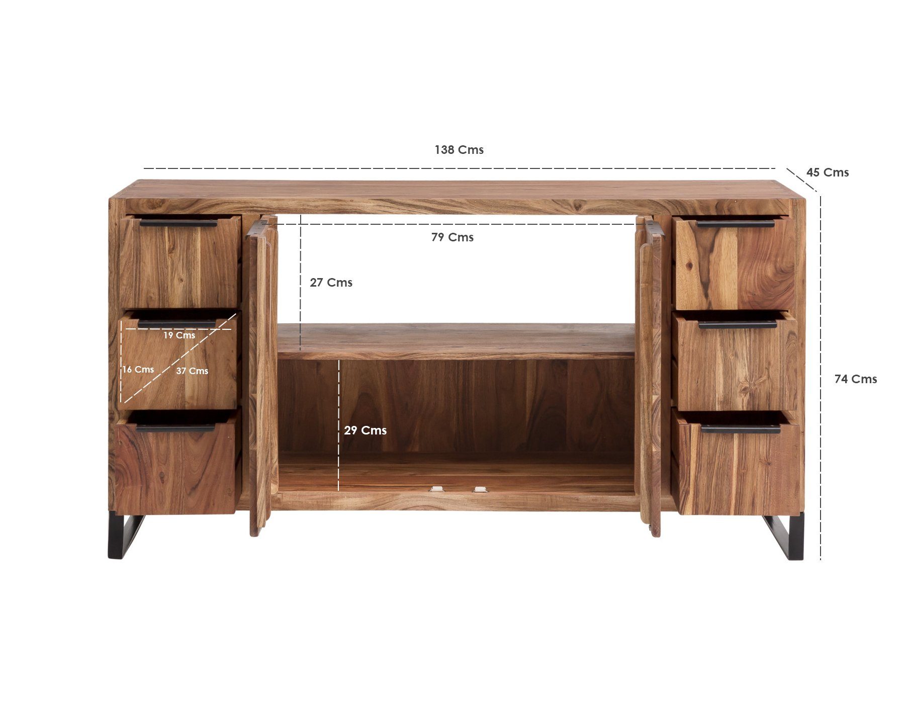 massivum Badmöbel-Set Sydney I Waschtisch mit Spiegel 138cm I massiv Holz Akazie hell, (2-St)