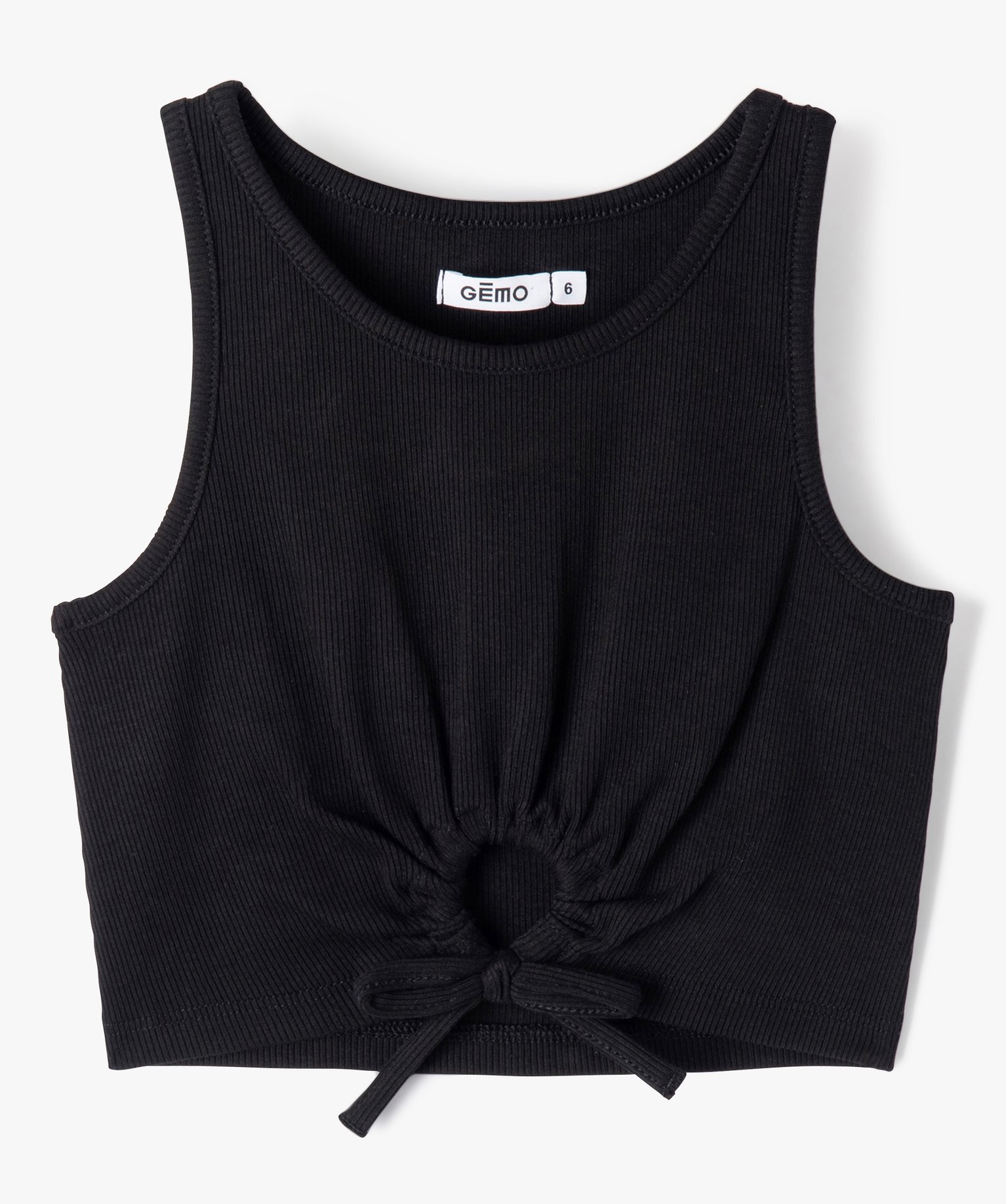 Débardeur en maille ctelée coupe courte avec ouverture s... noir | GEMO