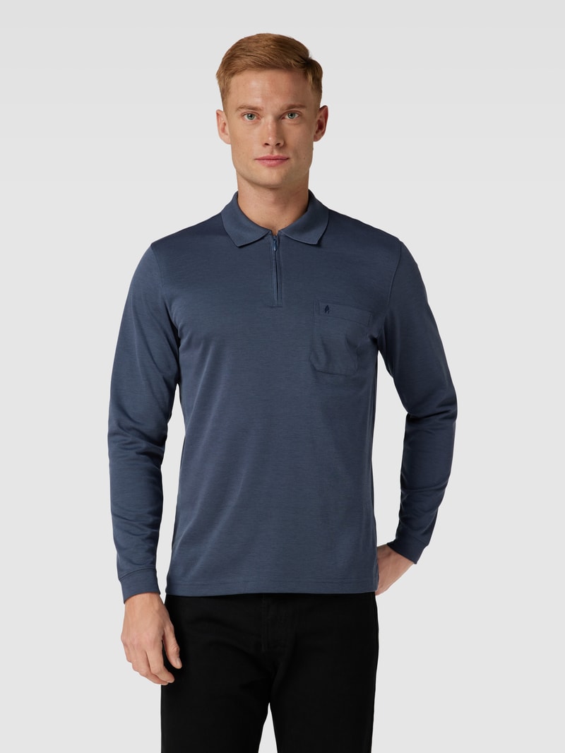 Poloshirt mit kurzer Reißverschlussleiste in jeans