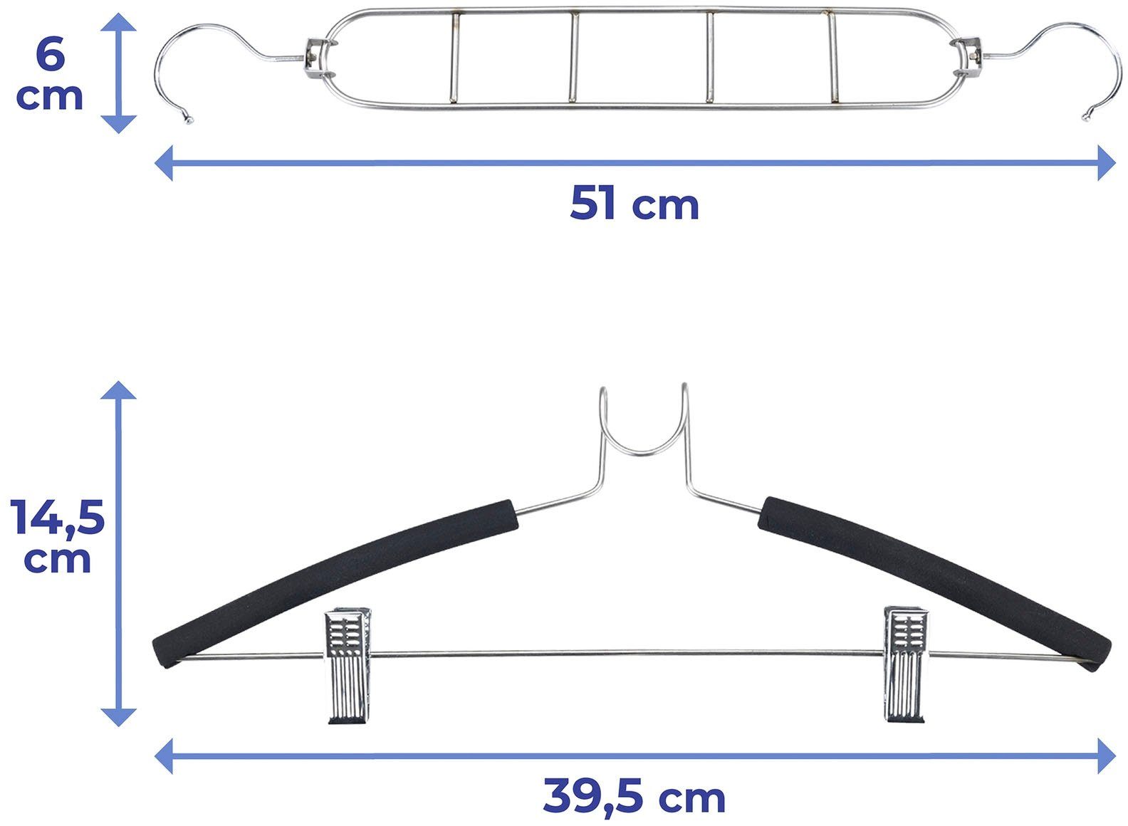 WENKO Kleiderbügel, (Set, 4-tlg), Edelstahl, 4er-Set, platzsparendes Kleiderbügelsystem aus Edelstahl