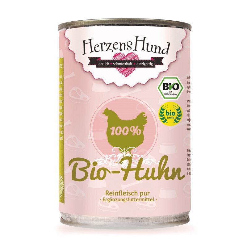 HerzensHund Hundenassfutter HerzensHund Reinfleisch pur BIO 12x400g Bio Huhn