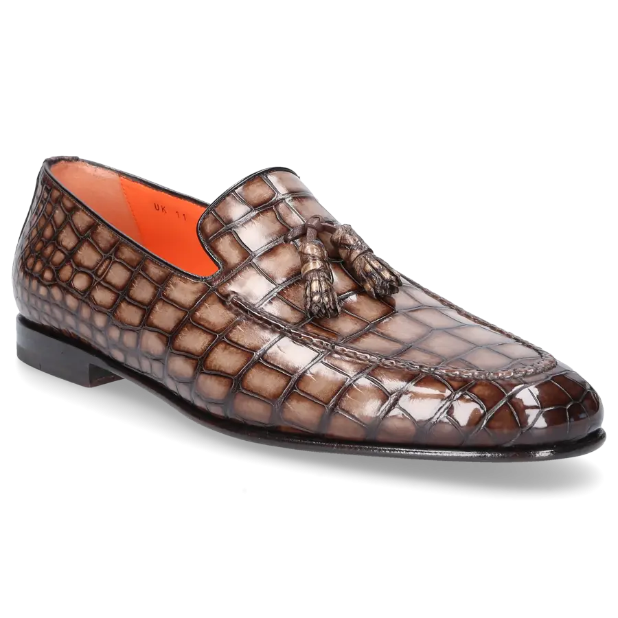 Santoni - Loafer 15608 Alligatorleder - beige