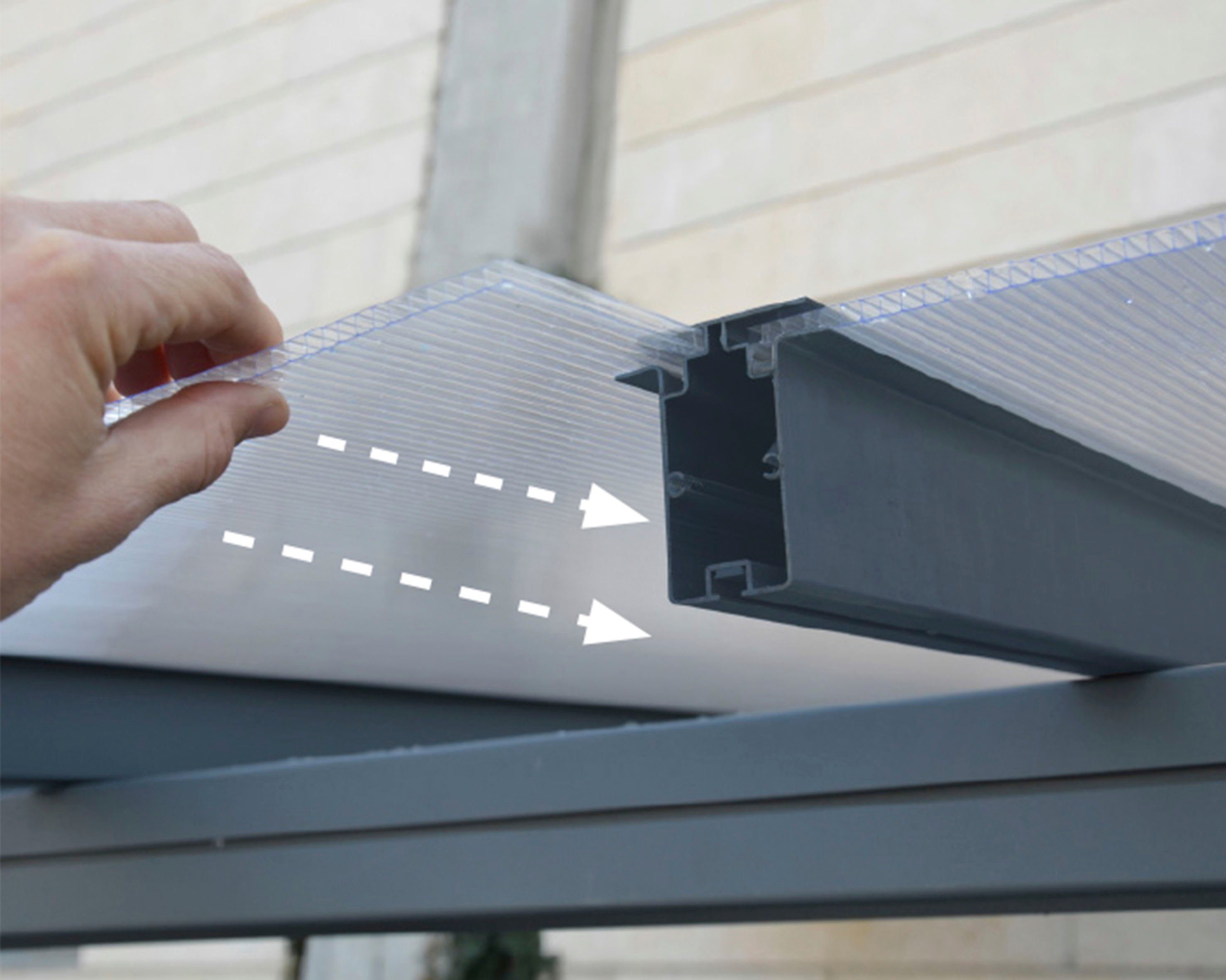 Palram - Canopia Terrassendach Sierra, BxT: 230x230 cm, Bedachung Doppelstegplatten, grau, UV-beständig