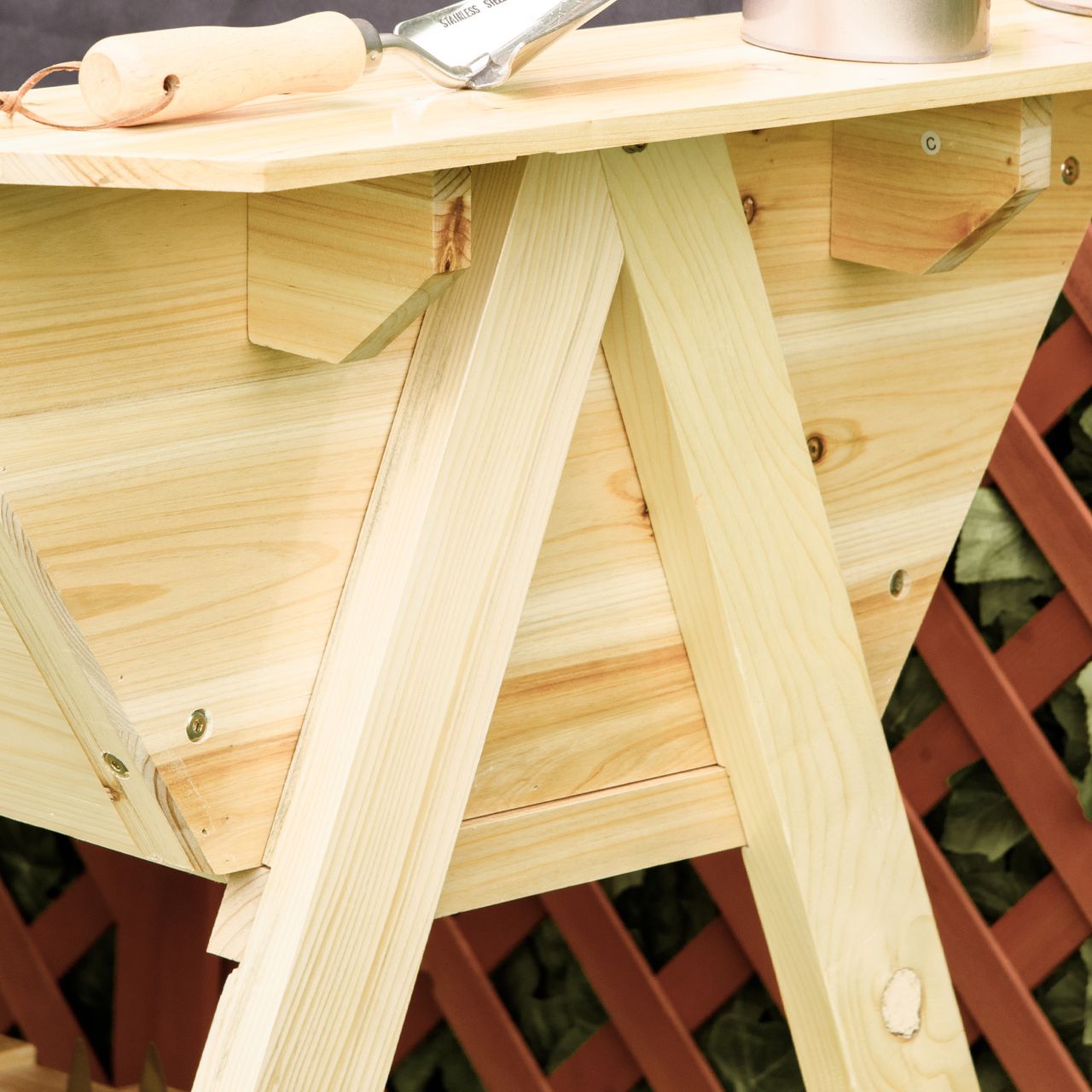 Outsunny Hochbeet Pflanzkasten Vliesstoff Tannenholz Natur