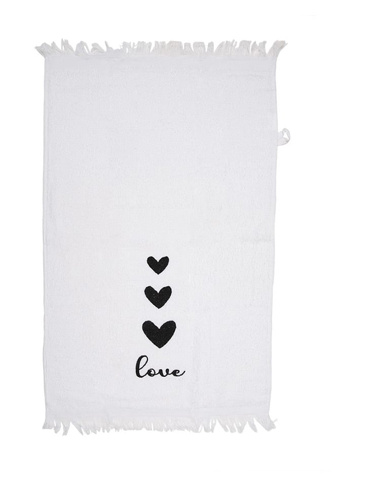 Clayre & Eef 2er-Set: Gästehandtücher in Creme/ Schwarz - (L)66 x (B)40 cm günstig kaufen onesize