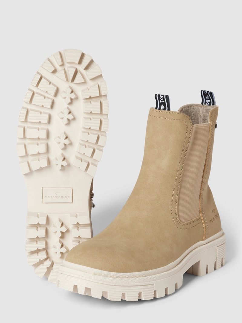 Chelsea Boots in Leder-Optik in beige