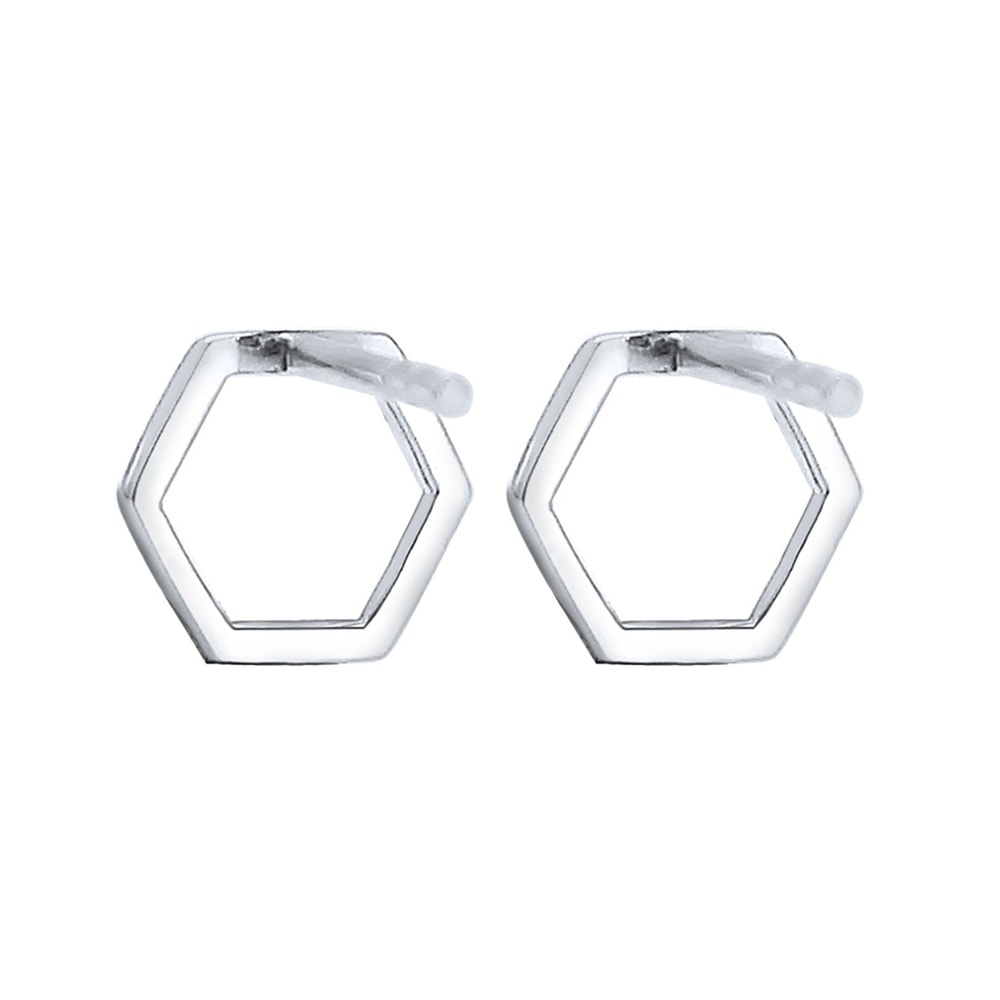 Elli Elli Boucles d'Oreilles Femmes Clou d'oreille Hexagon Geo Tendance Filigrane en a Boucles d'oreilles