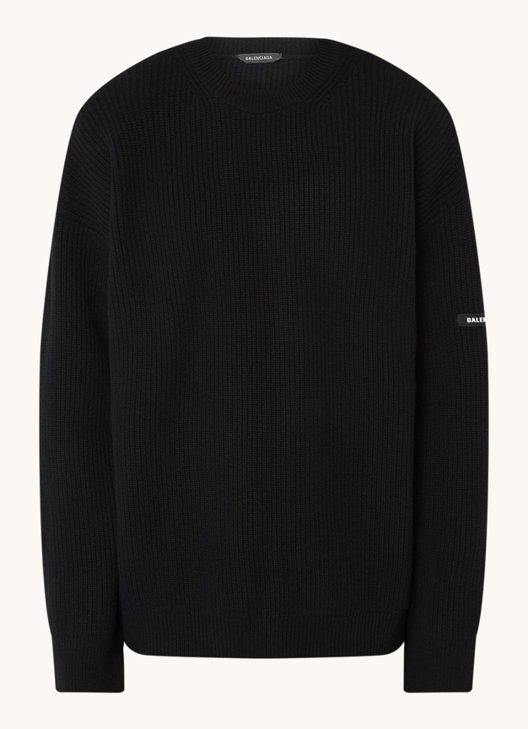 Maglione oversize Balenciaga in lana a maglia grossa con logo