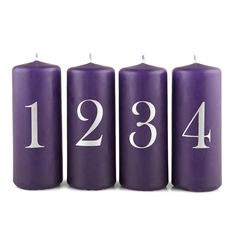 Vie Home Adventslys 4-pk 12 cm, 1-4, parafin lilla