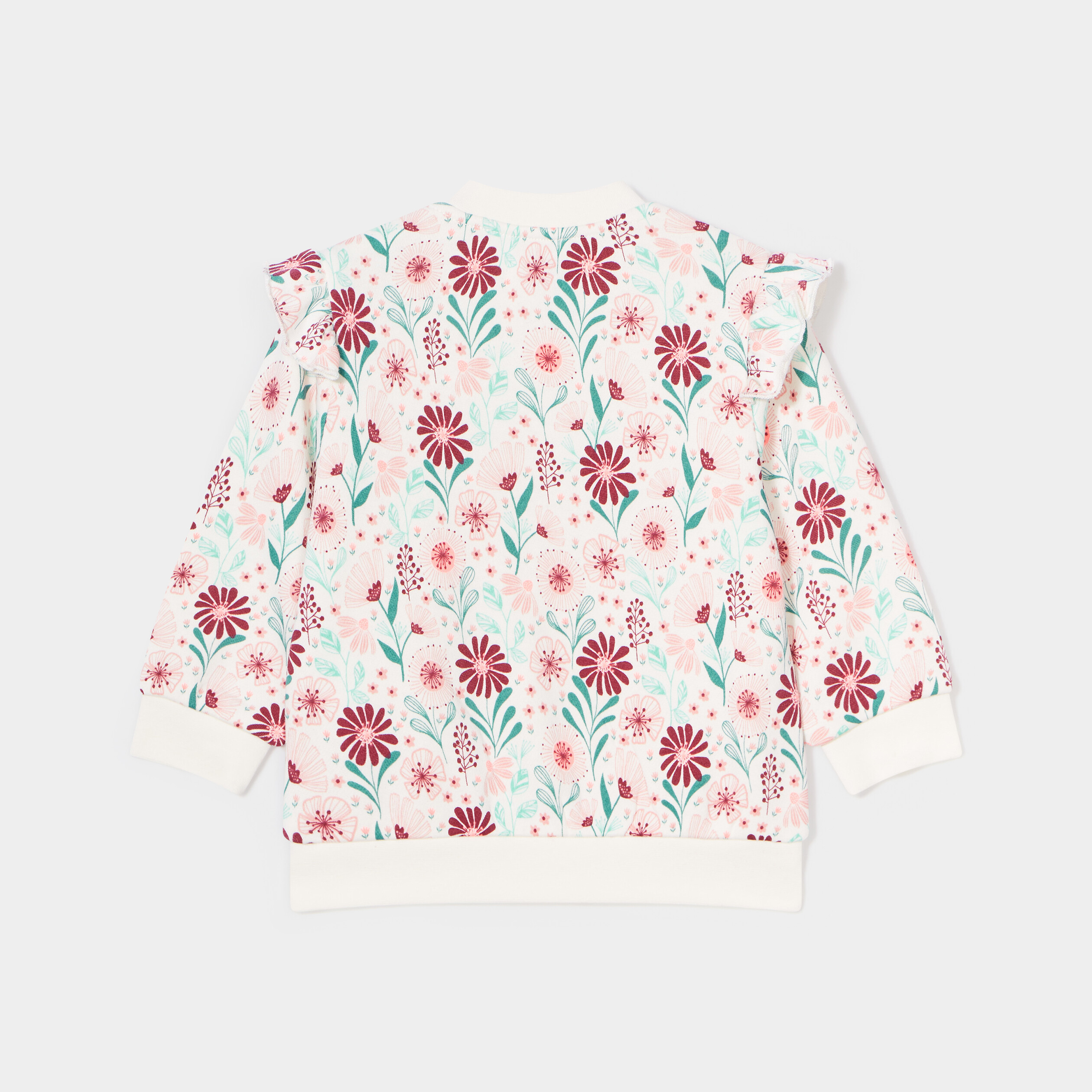 Sweat col rond épaules avec volants creme bébé fille | La Halle