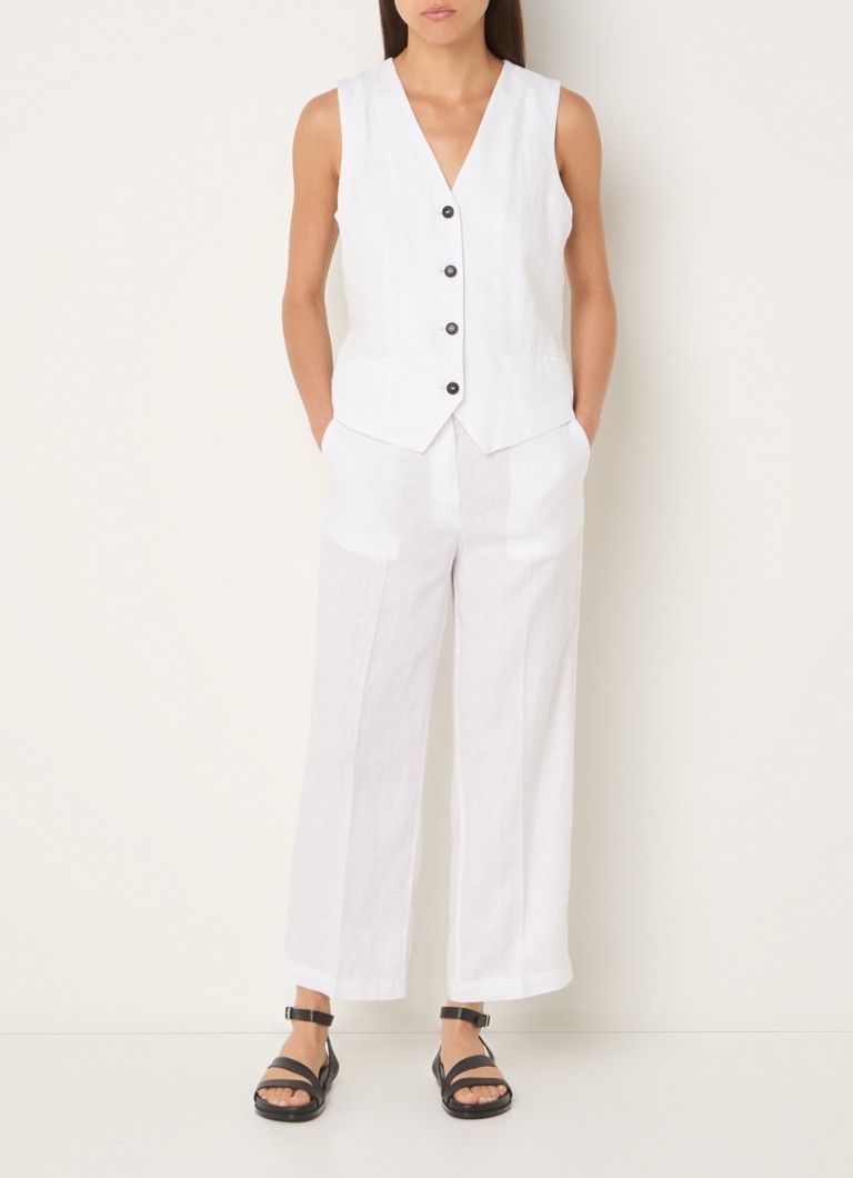Pantaloni scurți din in Benetton, cu talie înaltă și croială dreaptă.