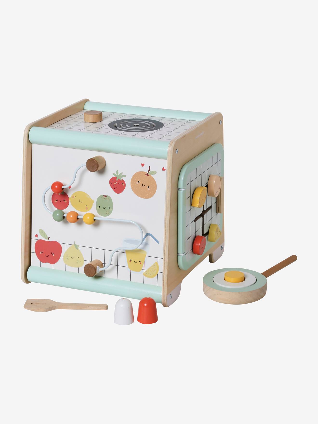 Vertbaudet Activity-Würfel Spielküche, Holz FSC - beige
