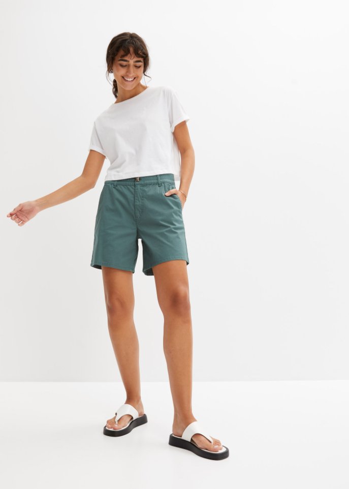 High Waist Shorts aus Twill
